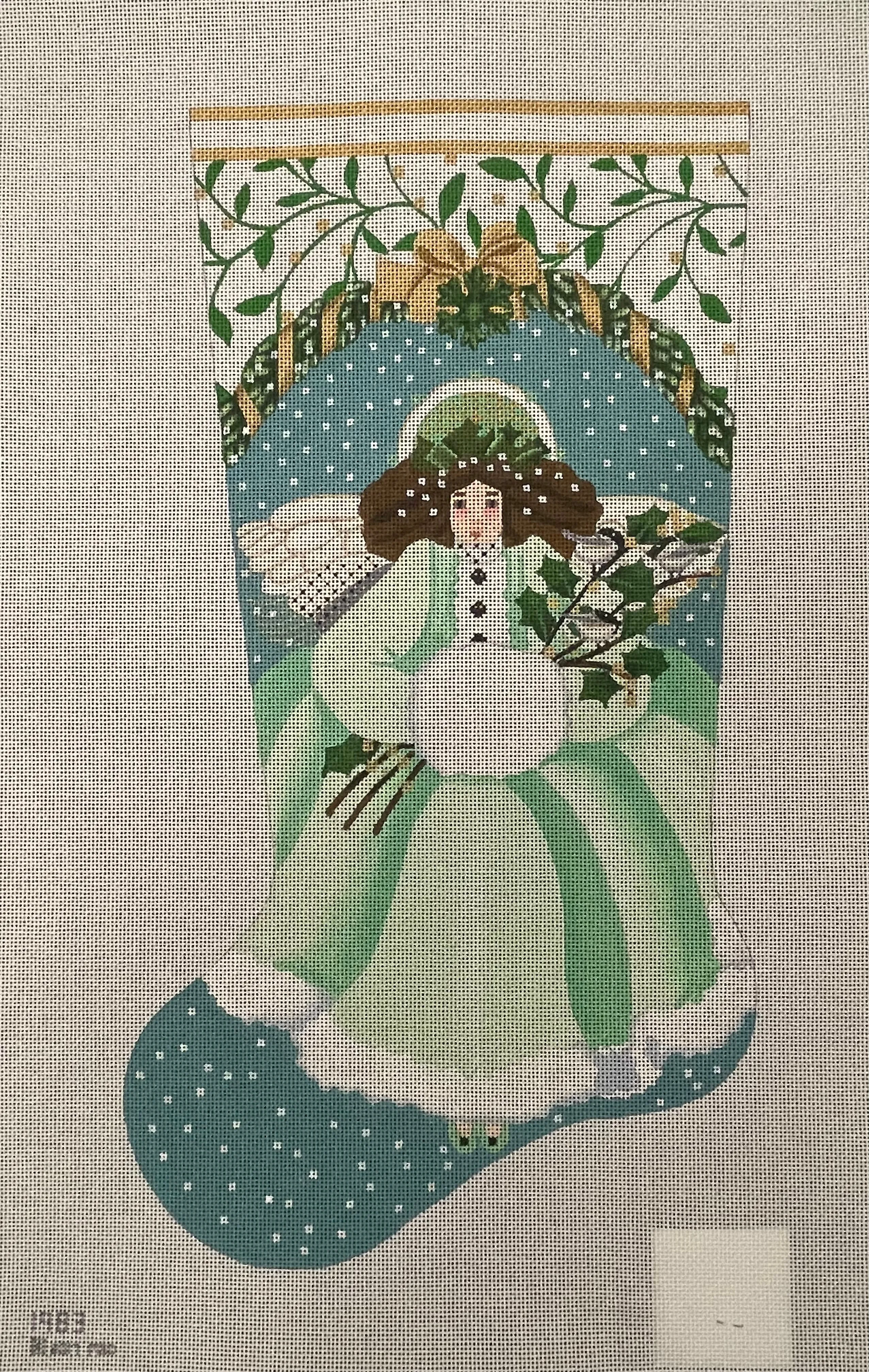 * Melissa Shirley 1983 Wintergreen Angel Stocking- 13m