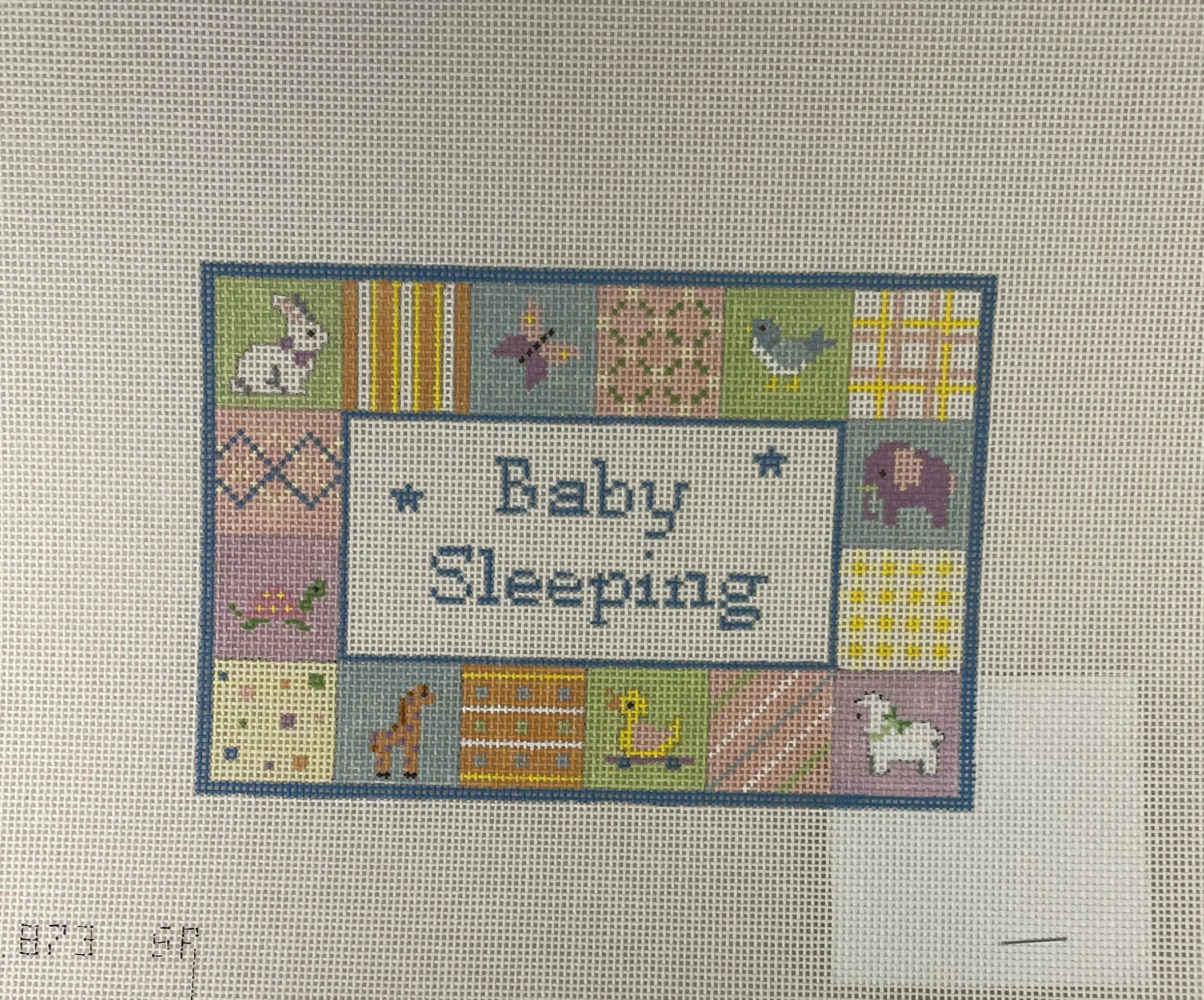* Susan Roberts Needlepoint 0873 Patches "Baby Sleeping" Sign 18m