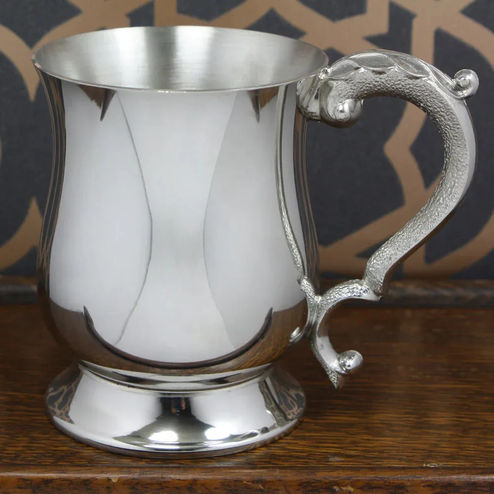 1 Pint Pewter Beer Mug Tankard - Georgian Design