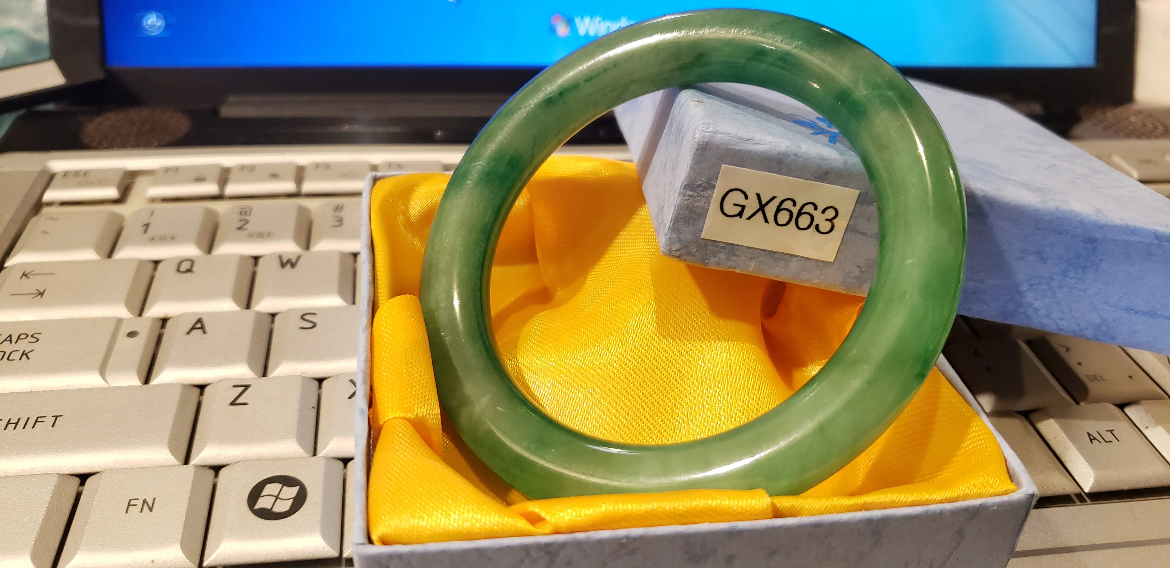 10% OFF- 59/60/61mm Certified Natural Jadeite Emerald A*Jade HandCarved Lucky Round Bracelet Bangle GX663