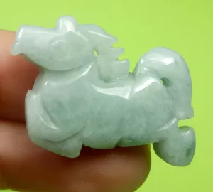 10% OFF- Certified Natural Jadeite Emerald A Jade Handcarved Horse 马到成功 Pendant A6430