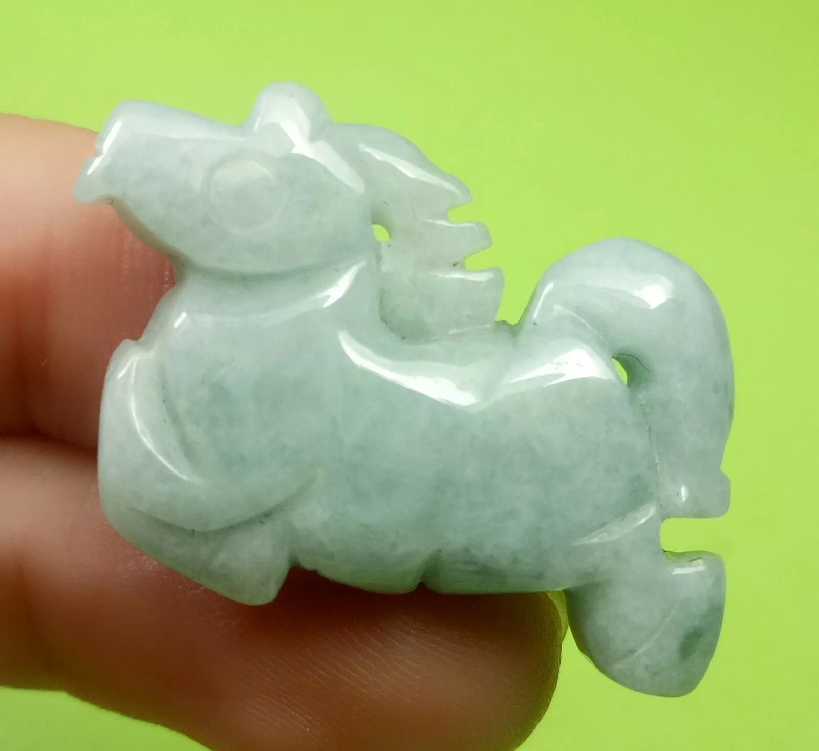 10% OFF- Certified Natural Jadeite Emerald A Jade Handcarved Horse 马到成功 Pendant A6430