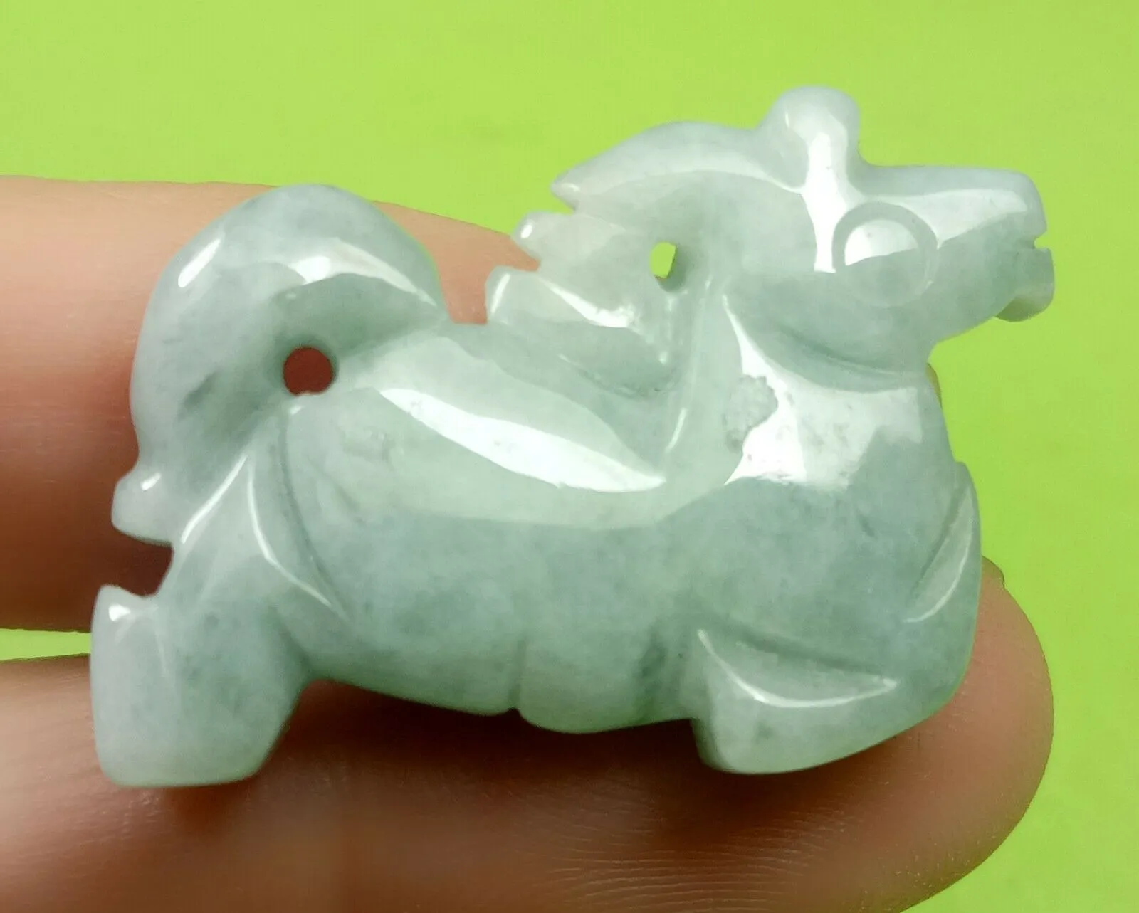 10% OFF- Certified Natural Jadeite Emerald A Jade Handcarved Horse 马到成功 Pendant A6430