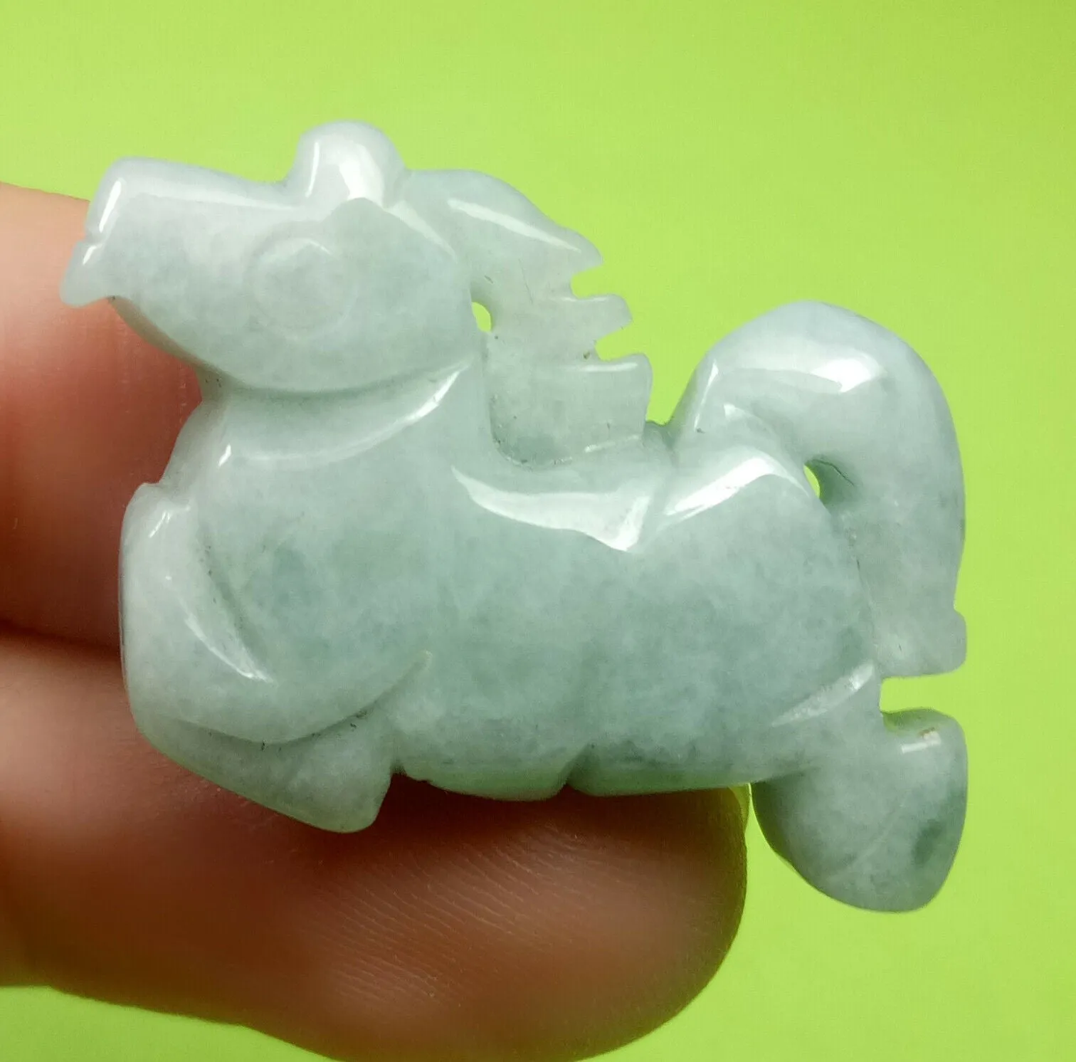10% OFF- Certified Natural Jadeite Emerald A Jade Handcarved Horse 马到成功 Pendant A6430