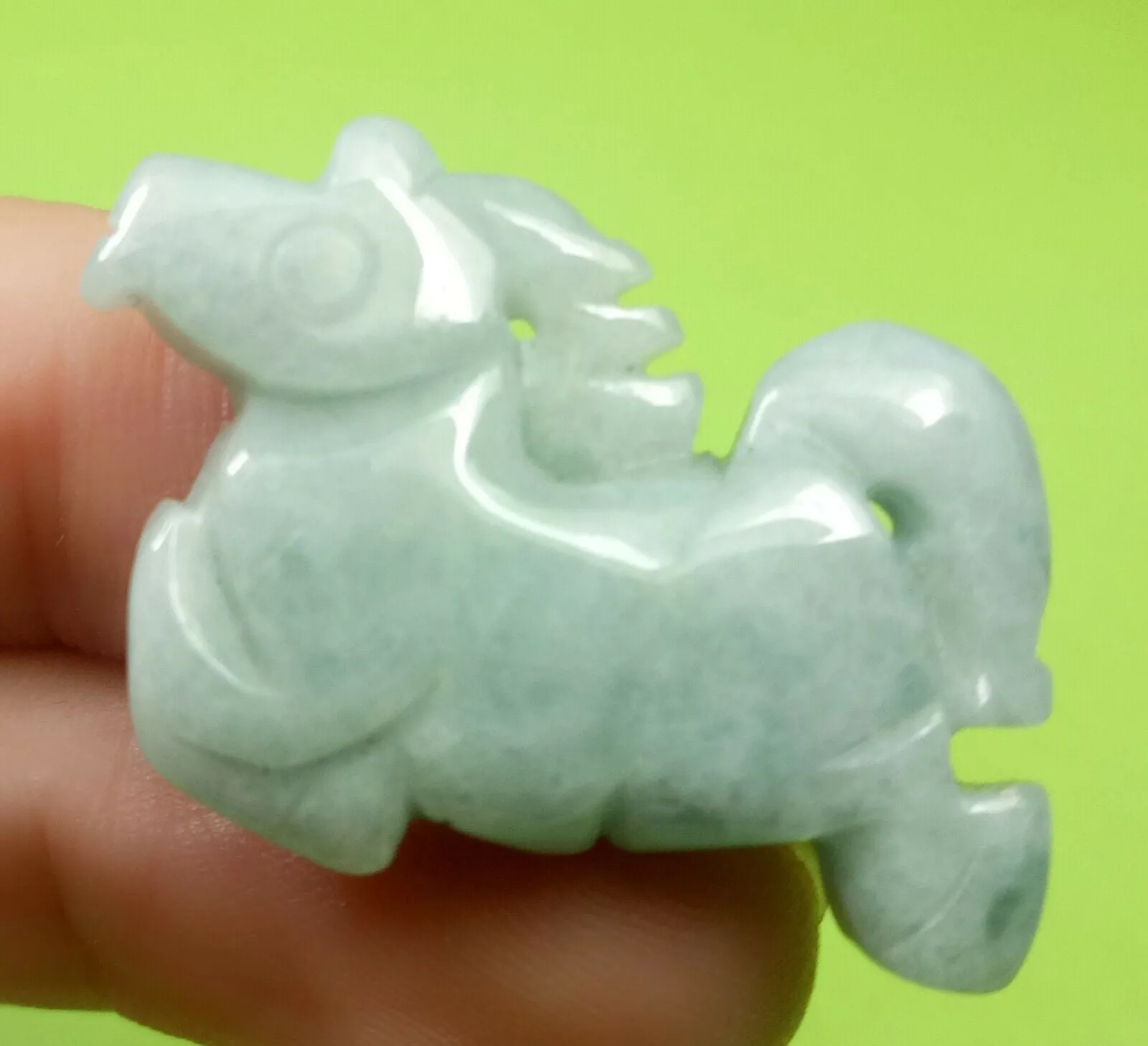 10% OFF- Certified Natural Jadeite Emerald A Jade Handcarved Horse 马到成功 Pendant A6430