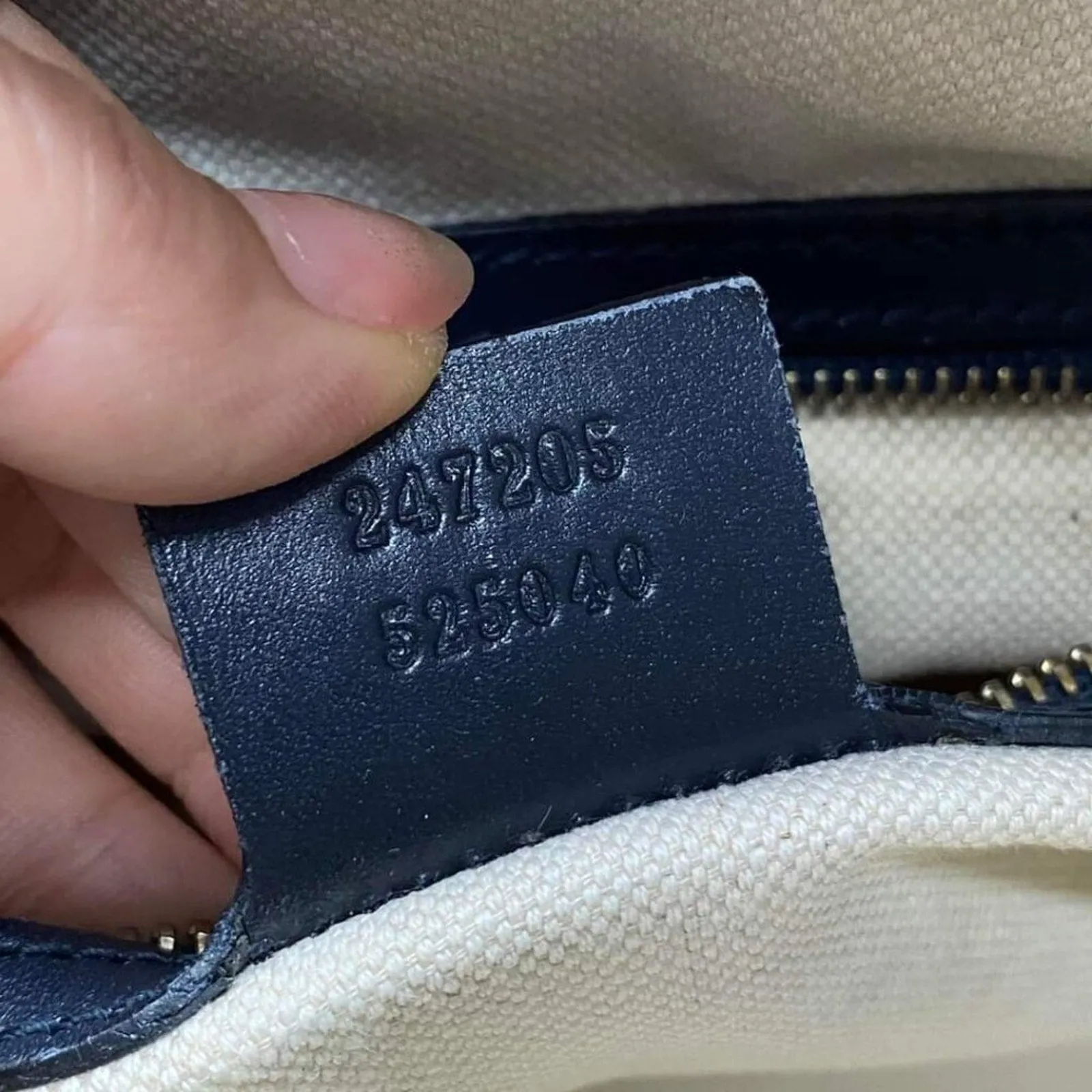 100% Authentic GUCCI Boston Navy GG Cloth Satchel Bag