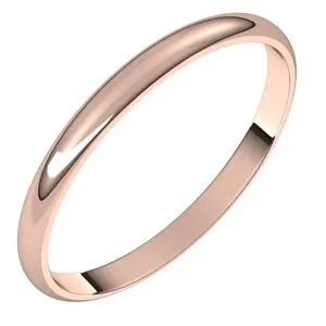 10K Rose 2 mm Half Round Ultra-Light Band Size 8