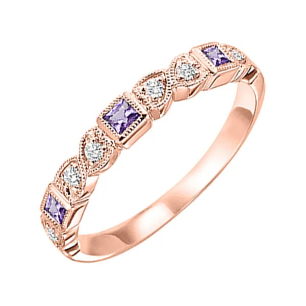10KT Pink Gold & Diamond Classic Book Stackable Fashion Ring  - 1/10 ctw