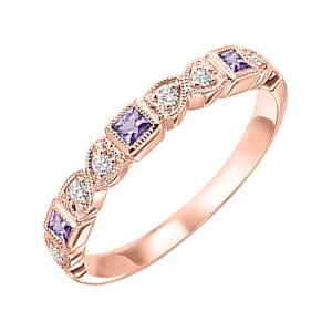 10KT Pink Gold & Diamond Classic Book Stackable Fashion Ring  - 1/10 ctw