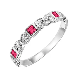 10KT White Gold & Diamond Classic Book Stackable Fashion Ring  - 1/10 ctw