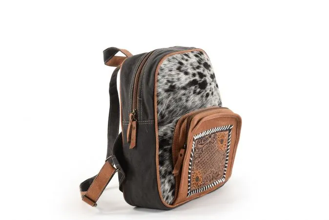13" x 14.5" Leather Backpack With Cowhide
