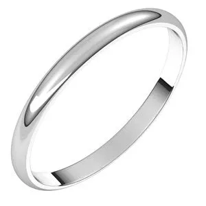 14K White 2 mm Half Round Ultra-Light Band Size 8
