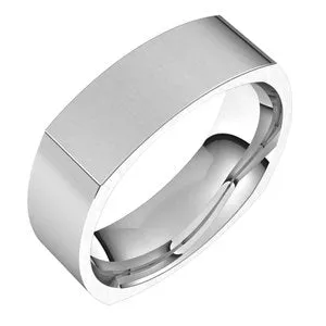 14K White 6 mm Square Comfort Fit Band Size 4
