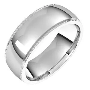 14K White 7 mm Rope Half Round Comfort Fit Band Size 7