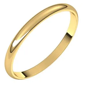 14K Yellow 2 mm Half Round Ultra-Light Band Size 4.5