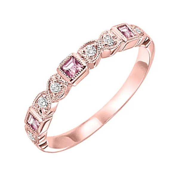 14KT Pink Gold & Diamond Classic Book Stackable Fashion Ring  - 1/10 ctw