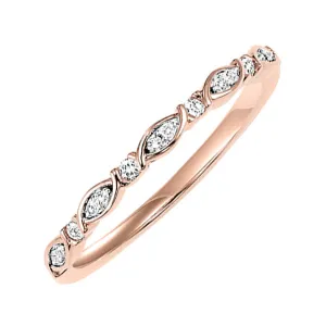 14KT Pink Gold & Diamond Classic Book Stackable Fashion Ring  - 1/10 ctw