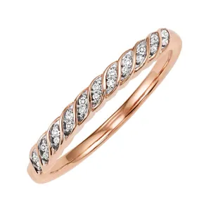 14KT Pink Gold & Diamond Classic Book Stackable Fashion Ring  - 1/10 ctw