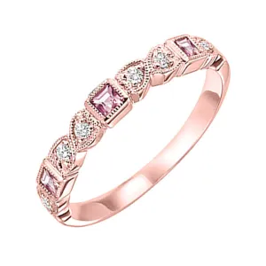 14KT Pink Gold & Diamond Classic Book Stackable Fashion Ring  - 1/10 ctw