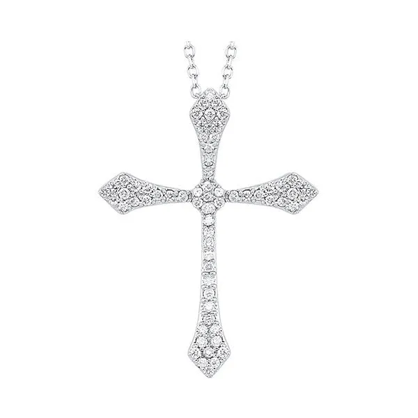 14KT White Gold & Diamond Classic Book Cross Pendants Neckwear Pendant   - 1/6 ctw