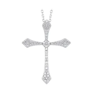 14KT White Gold & Diamond Classic Book Cross Pendants Neckwear Pendant   - 1/6 ctw