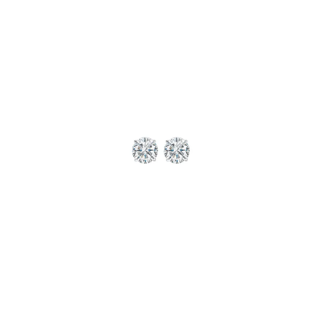 14KT White Gold & Diamond Classic Book Round Stud Earrings  - 1/10 ctw