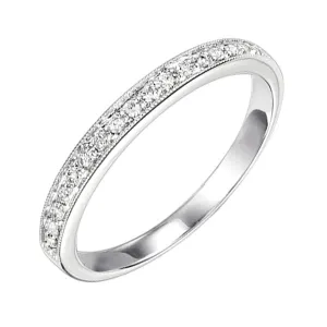 14KT White Gold & Diamond Classic Book Stackable Fashion Ring  - 1/10 ctw