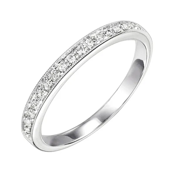 14KT White Gold & Diamond Classic Book Stackable Fashion Ring  - 1/10 ctw