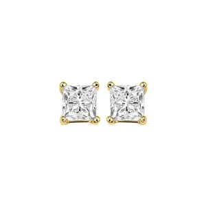 14KT Yellow Gold & Diamond Pricess Cut Stud Earrings  - 1/4 ctw