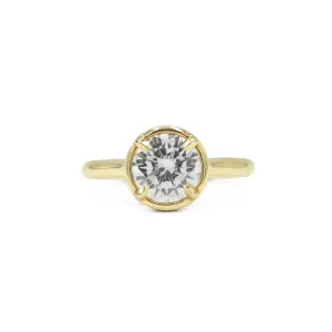 14ky Round Hidden Halo Bezel Diamond Ring