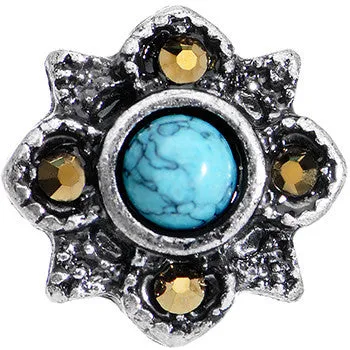 16 Gauge 1/4 Faux Turquoise Bohemian Flower Tragus Cartilage Earring