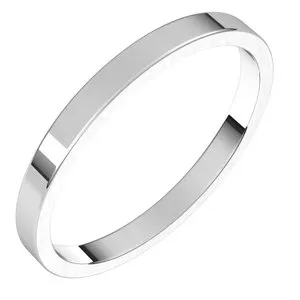 18K White 2 mm Flat Band Size 7.5