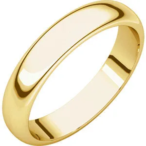 18K Yellow 4 mm Half Round Band Size 9.5