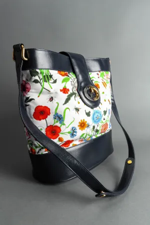 1980s Flora Bucket Shoulder Bag
