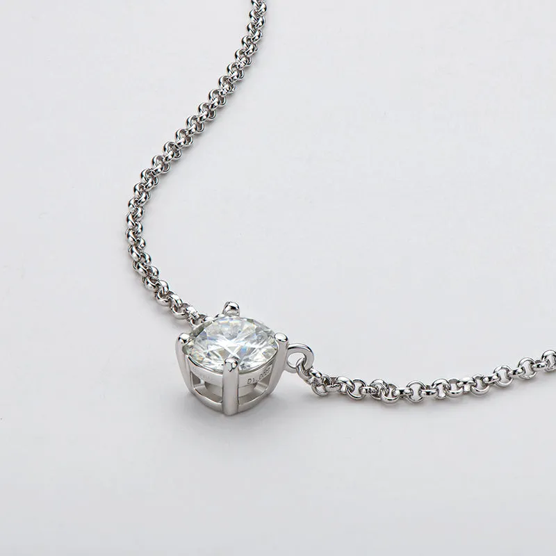 1CT Classic Brilliant Round Moissanite Diamond Pendant Necklace