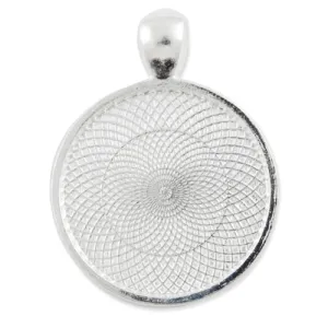 20 Silver Round Zinc Alloy Cameo Cabochon Base Setting Pendants,fit 25mm cabochon