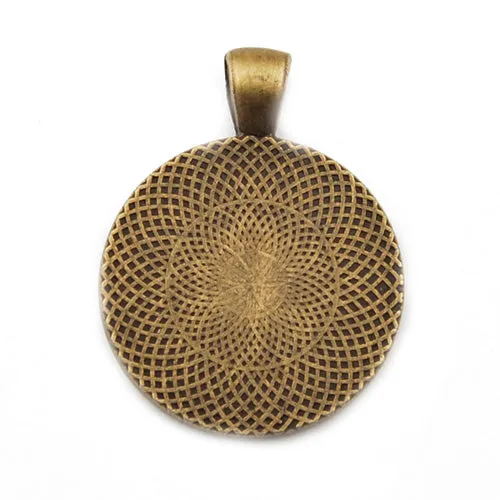 25mm Antique Bronze Round Cameo Cabochon Bezel  Base Setting Pendants ,Sold 20 Pcs per pkg