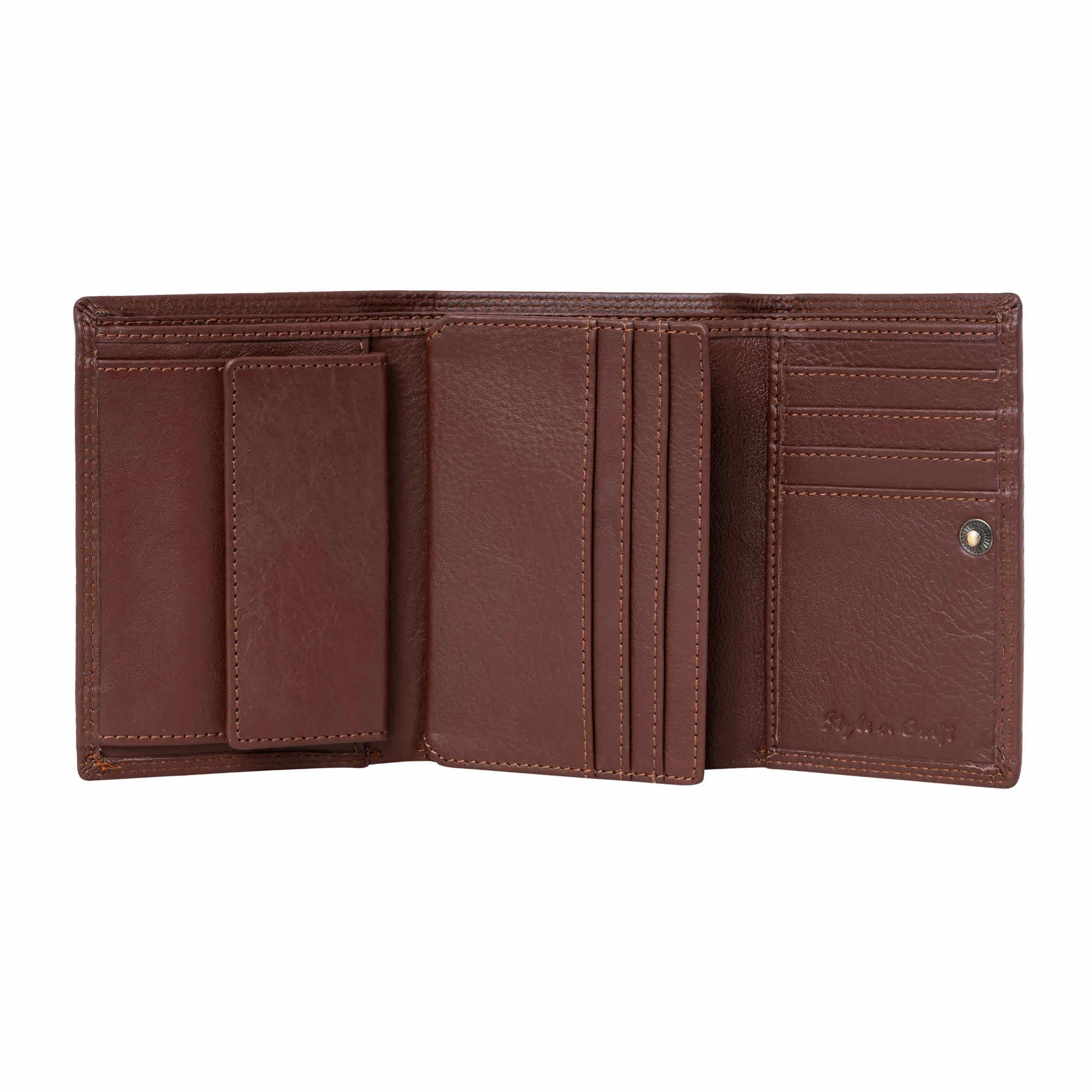 391109 Women's Trifold Leather Wallet in Brown Color | Style n Craft