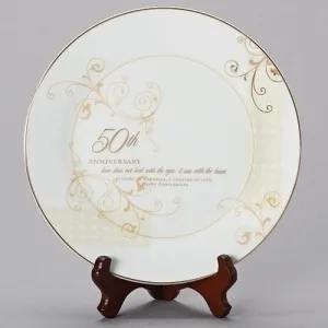50th Wedding Anniversary Plate with Stand 9"