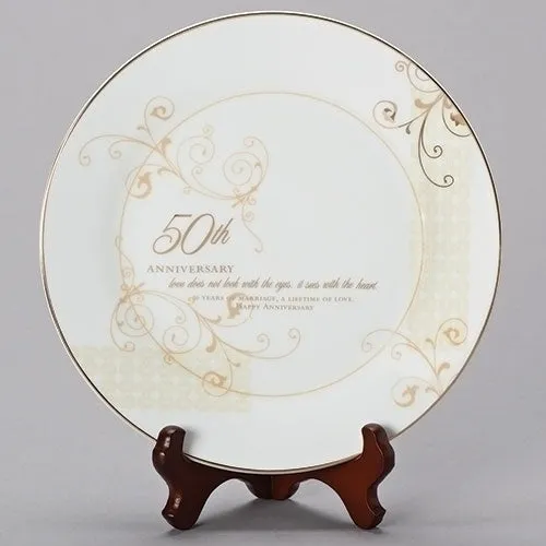 50th Wedding Anniversary Plate with Stand 9"