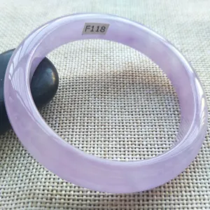 53/54/55mm Certified Natural Lavender Jadeite Emerald A*Jade HandCarved Lucky Bracelet Bangle F118
