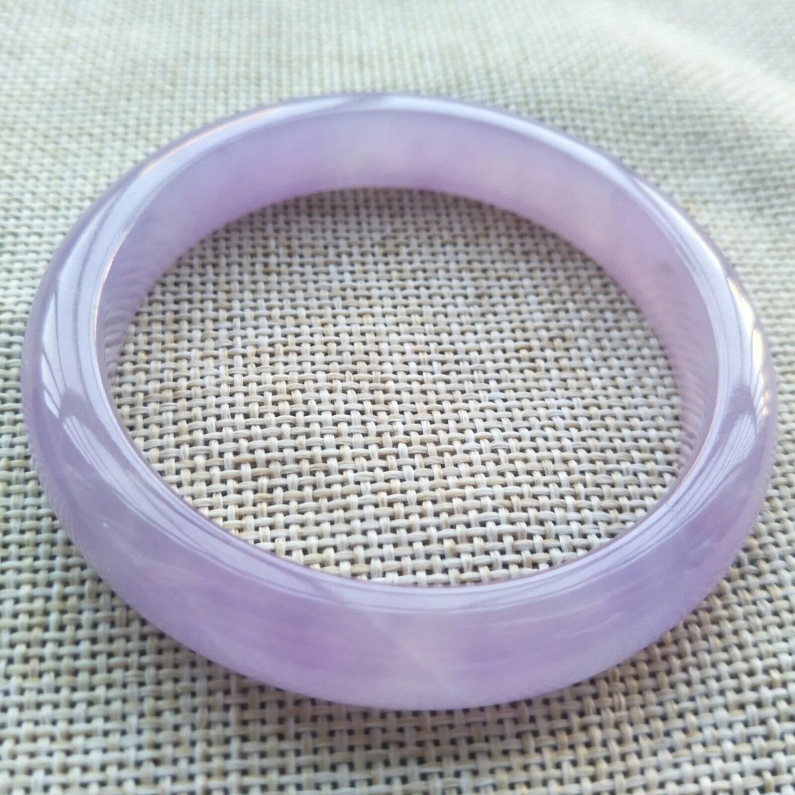 53/54/55mm Certified Natural Lavender Jadeite Emerald A*Jade HandCarved Lucky Bracelet Bangle F118