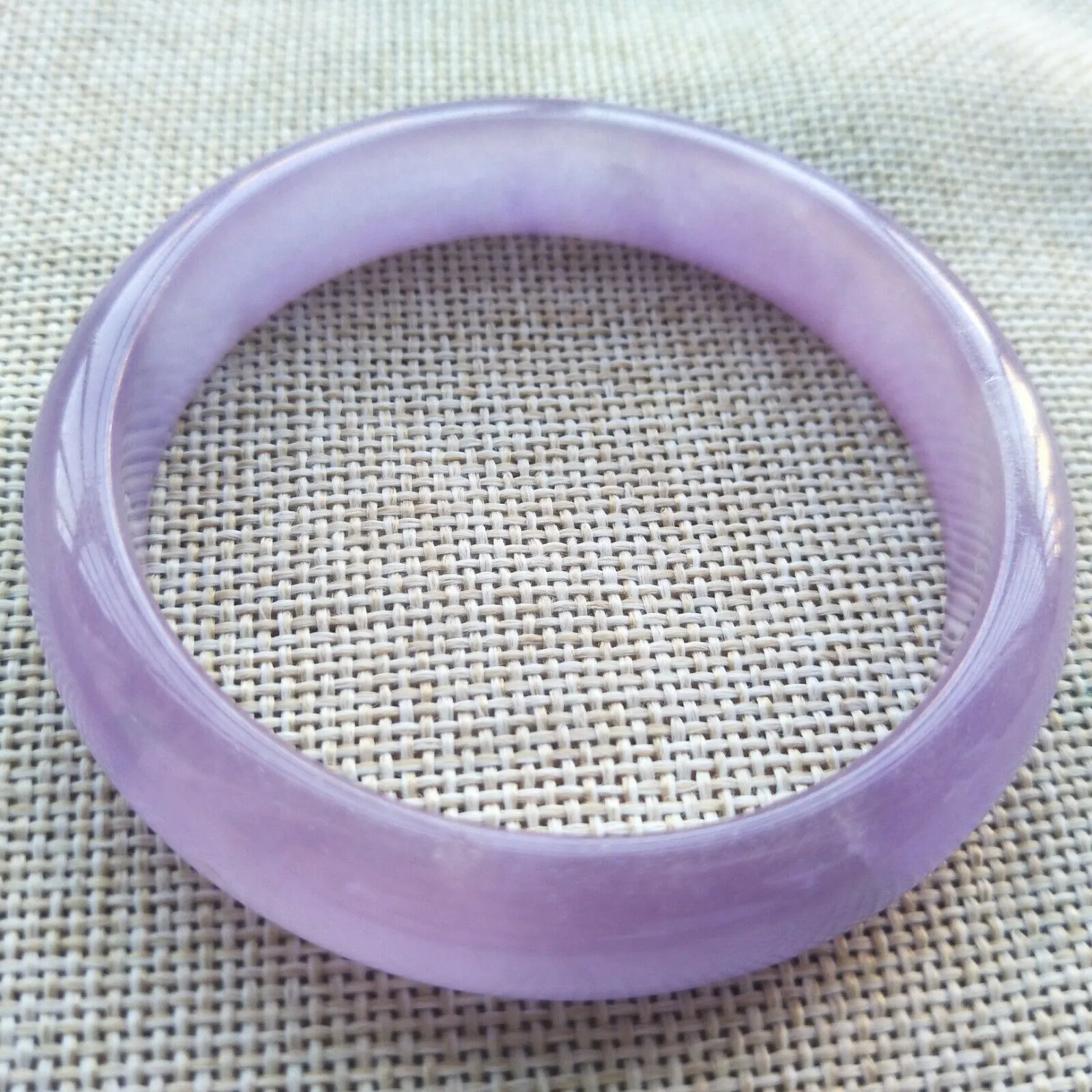 57/58/59mm Certified Natural Lavender Jadeite Emerald A*Jade HandCarved Lucky Bracelet Bangle HA8635