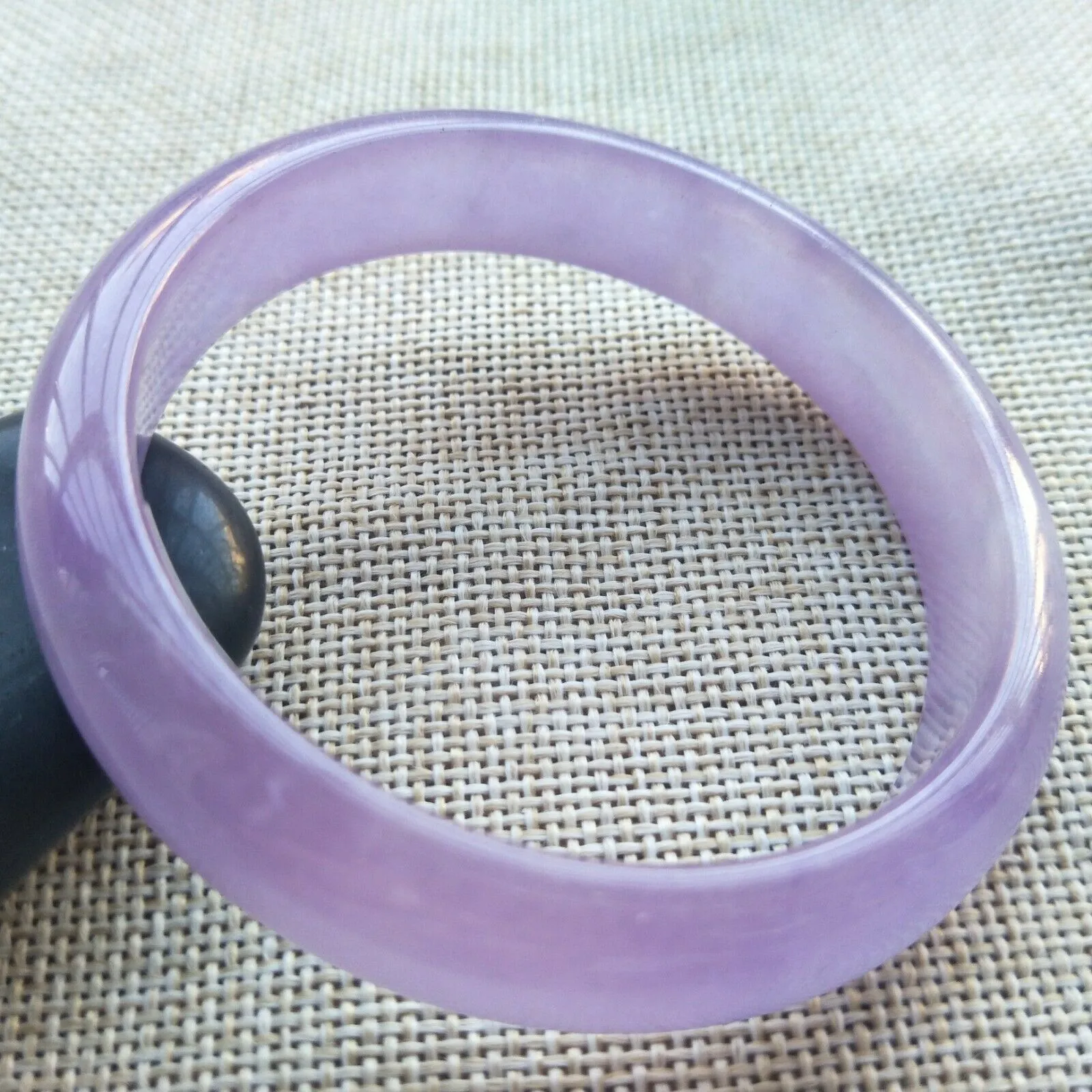 57/58/59mm Certified Natural Lavender Jadeite Emerald A*Jade HandCarved Lucky Bracelet Bangle HA8635