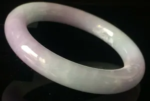 57/58/59mm Certified Natural Lavender Jadeite Emerald A*Jade HandCarved Lucky Round Bracelet Bangle GX815