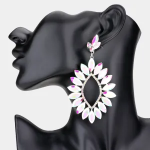 AB Marquise Stone Cluster Open Center Earrings  | Pageant Earrings | 569340