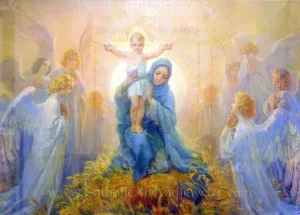 Adoration of the Angels – Cleto Luzzi – Catholic Art Print  – Christmas – Unique Catholic Gift – Archival Quality