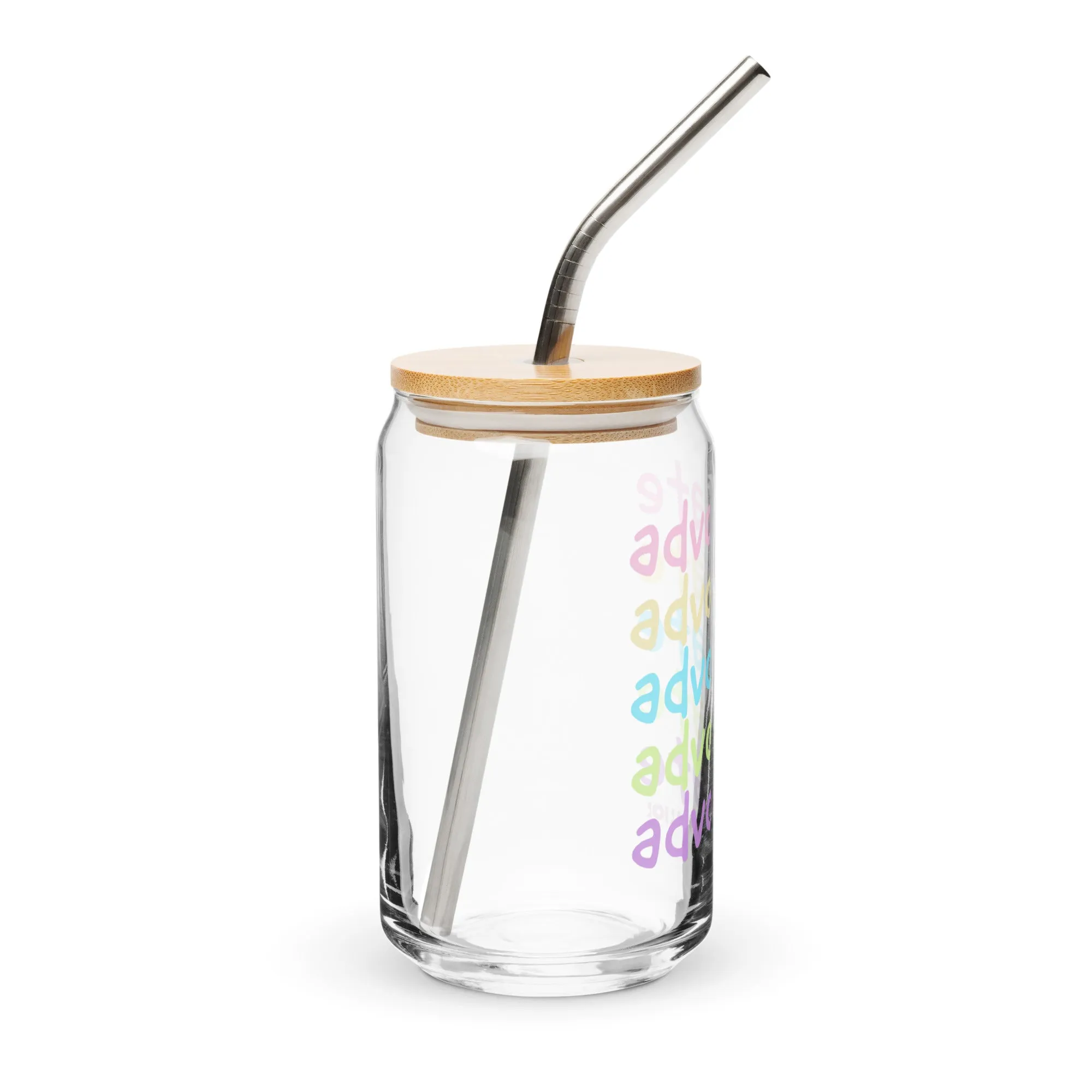 Advocate Can-shaped glass with lid & straw