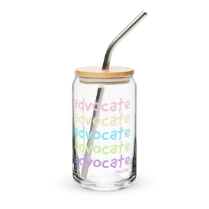 Advocate Can-shaped glass with lid & straw