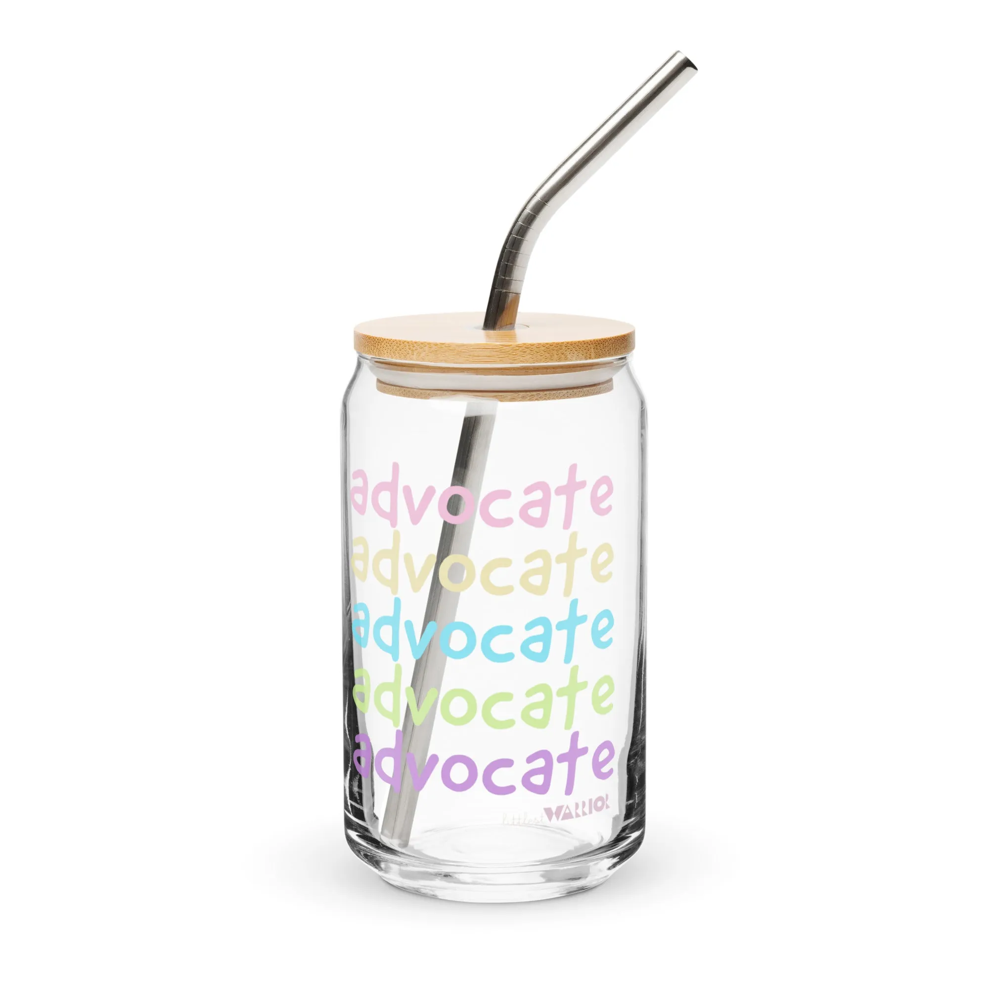 Advocate Can-shaped glass with lid & straw